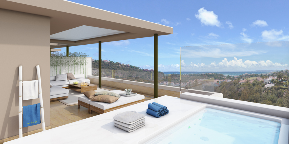 Terrace plunge pool on Benahavis apartment